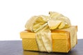 Golden gift box Royalty Free Stock Photo