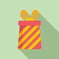 Golden gift box icon flat vector. Offer object Royalty Free Stock Photo
