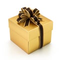 Golden gift box isolated Royalty Free Stock Photo