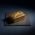 Golden Gift Box on Patterned Surface Royalty Free Stock Photo