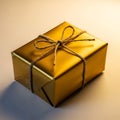 Golden gift box with twine bow Royalty Free Stock Photo