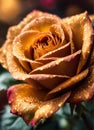 golden gift rose close up. Selective focus.