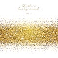 Golden glitter abstract background. Tinsel shiny backdrop. Luxury gold template.