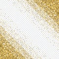 Golden glitter abstract corner background. Tinsel shiny backdrop