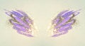 Golden glitter on abstract purple watercolor wings in vintage nostalgic colors.