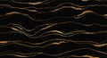 Golden glitter and black abstract marble stone, wood design, natural texture, waves, curls. Luxury ink, liquid stains