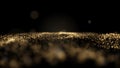 Golden glitter blurred sand texture border on black, abstract background with copy space.