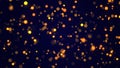 Golden glitter bokeh glowing sparks particles dark festive background Royalty Free Stock Photo