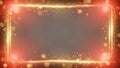 Golden Glitter Border with Bokeh Lights on Red Gradient Background Royalty Free Stock Photo
