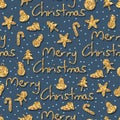 Golden glitter Christmas element seamless pattern