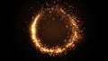 Golden glitter circle with sparkling light. Christmas gold particles ring Royalty Free Stock Photo