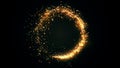 Golden glitter circle with sparkling light. Christmas gold particles ring Royalty Free Stock Photo