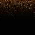 Golden glitter confetti falling on black vector background Royalty Free Stock Photo