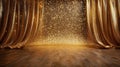 Golden Glitter Curtains And Sparkling Stage Background Royalty Free Stock Photo