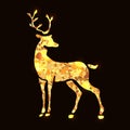 Golden glitter deer silhouette design. Shine vector gold inside figure on dark background. Christmas icon, greeting card Royalty Free Stock Photo