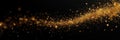 Golden glitter dust swirls on black background, image, abstract, shimmer