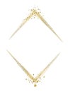 Golden glitter frame. Vertical rhomb shape. Gold foil illustrations isolated on white, have place for text inside