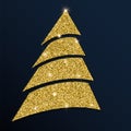 Golden glitter good-looking christmas tree. Royalty Free Stock Photo