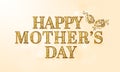 Golden Glitter Happy Mother`s Day Typography With Rose Flowers