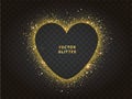 Golden glitter heart frame with space for text. Golden Sparkles on Black Background Royalty Free Stock Photo
