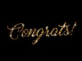 Golden glitter of isolated hand writing word CONGRATS