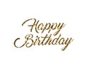 Golden glitter of isolated hand writing word HAPPY BIRTHDAY