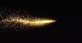 Golden glitter light comet trail, sparkling particles shine wave tail. Gold glittering shimmer, magic glowing golden glitter Royalty Free Stock Photo