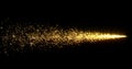 Golden glitter light tail, sparkling shining comet trace with glare effect. Gold glittering magic shimmer, glowing golden light Royalty Free Stock Photo