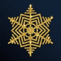 Golden glitter mesmeric snowflake. Royalty Free Stock Photo