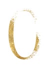 Golden glitter number 0 with dispersion effect isolated illustration