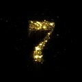 Golden glitter number 7, sparkling gold light and glowing gold particles shine font. Number seven of shimmering sequins and glow