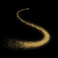 Golden glitter particles sparkling S wave twist Royalty Free Stock Photo