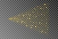 Golden glitter particles vector, isolated. Glitter gold spray dust. Stardust illustration.