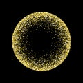 Golden Glitter Round Frame with Copy Space for Text on Black Background Royalty Free Stock Photo