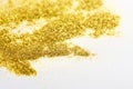 Golden glitter sand texture, abstract background. Royalty Free Stock Photo