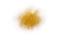 Golden glitter sand texture on white, abstract background. Royalty Free Stock Photo