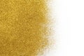 Golden glitter sand texture on white, abstract background. Royalty Free Stock Photo