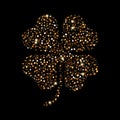 Golden glitter shamrock clover icon. Irish symbol of luck.