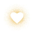 Golden glitter shape heart frame background. Pattern love with gold sparkles and glitter effect. Empty space for your Royalty Free Stock Photo