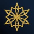 Golden glitter sightly snowflake. Royalty Free Stock Photo