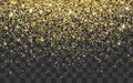 Golden glitter sparkle on a transparent background. Gold Vibrant background with twinkle lights. Vector illustration Royalty Free Stock Photo