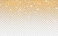 Golden glitter sparkle on a transparent background. Gold Vibrant background with twinkle lights. Vector illustration Royalty Free Stock Photo