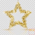 Golden glitter star of many small stars vector banner on white b Royalty Free Stock Photo