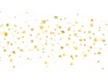 Golden glitter stars border on white background. Luxury elegant design elements. Gold shooting stars. Magic confetti Royalty Free Stock Photo