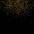 Golden glitter on transparent black background. Falling shiny golden confetti. Shining Light Effect for Christmas or New Year part Royalty Free Stock Photo