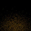 Golden glitter on transparent black background. Falling shiny golden confetti. Shining Light Effect for Christmas or New Year part Royalty Free Stock Photo