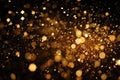 golden glitter vintage lights background. gold and black. de focused, Festive golden glittering background in the dark night, AI Royalty Free Stock Photo