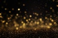 golden glitter vintage lights background. gold and black. de focused, Festive golden glittering in the dark night background, AI Royalty Free Stock Photo