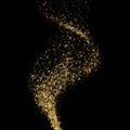 Golden glitter particles of sparkling wave twist Royalty Free Stock Photo