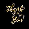Golden glitter words Thank You on black background, template Royalty Free Stock Photo